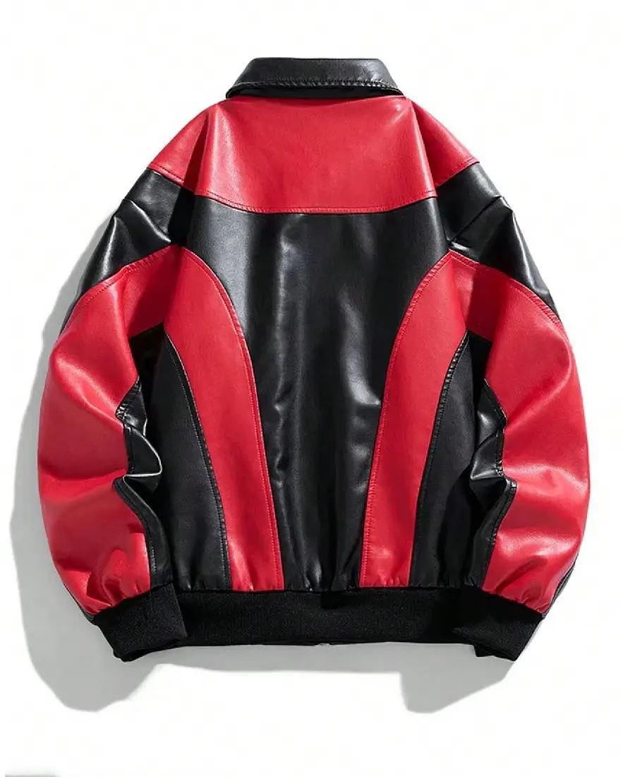Alternative view of Men's Windproof Warm Motorcycle Leather Jacket